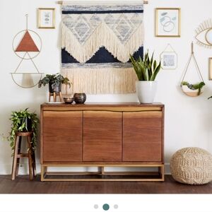 World Market Celeste Gold Metal & Wood Geo Wall Hanging Mid Century Boho Vibe